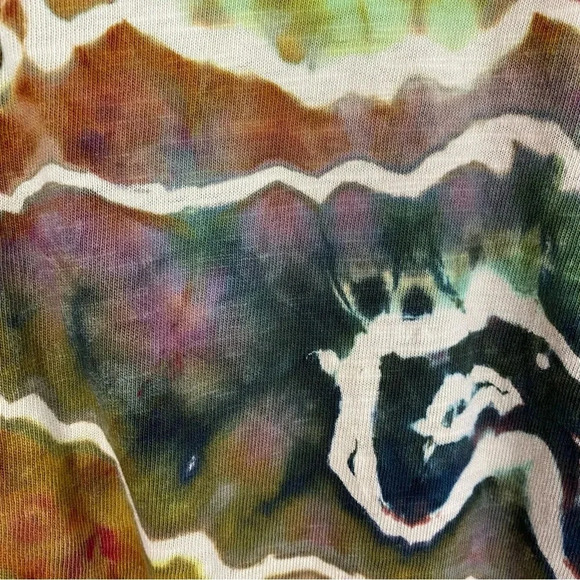 Handmade Geode Tie Dye Jumpsuit Romper Jumper Womens Small Cotton Chartreuse - Picture 8 of 12